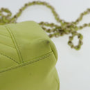 CHANEL Chain V Stitch Shoulder Bag Lamb Skin Yellow Gold CC Auth 97148-17