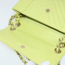 CHANEL Chain V Stitch Shoulder Bag Lamb Skin Yellow Gold CC Auth 97148-19