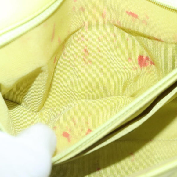 CHANEL Chain V Stitch Shoulder Bag Lamb Skin Yellow Gold CC Auth 97148