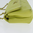 CHANEL Chain V Stitch Shoulder Bag Lamb Skin Yellow Gold CC Auth 97148-3