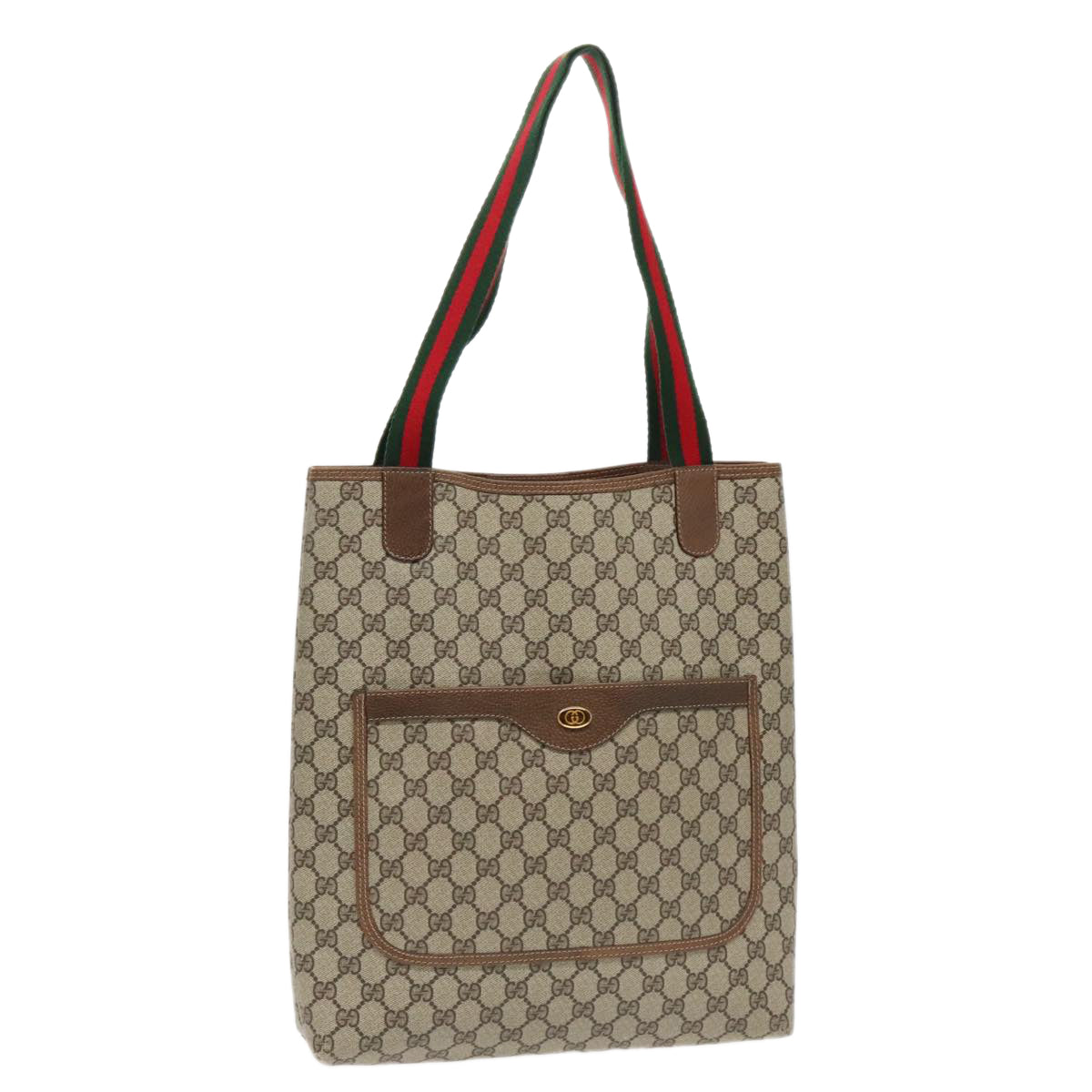 GUCCI GG Supreme Webshire Line Tote Bag PVC Leather Beige 39 02 003 Auth 97160