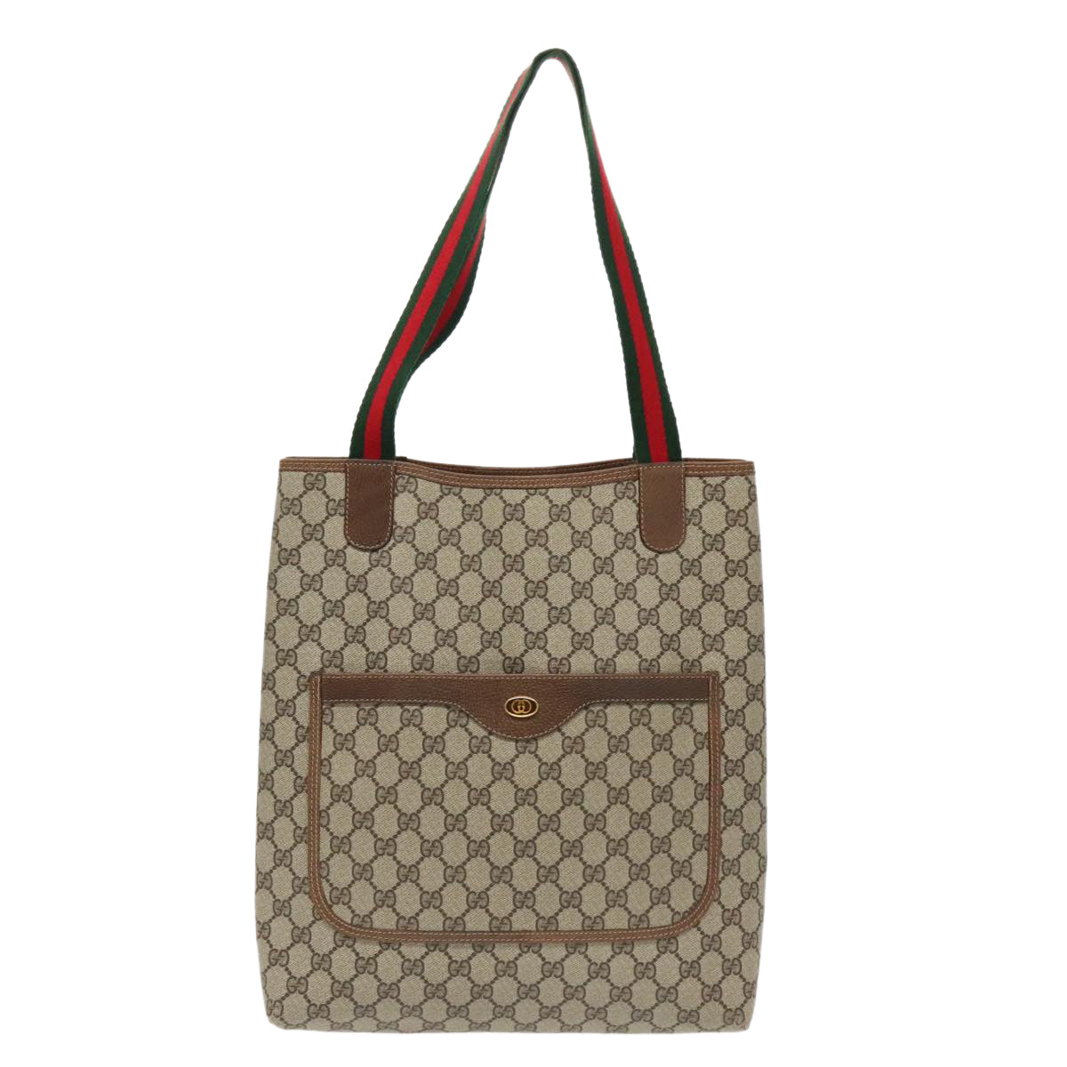 GUCCI GG Supreme Webshire Line Tote Bag PVC Leather Beige 39 02 003 Auth 97160