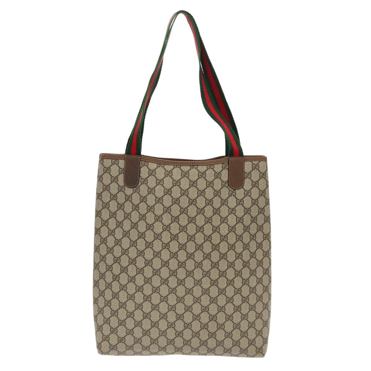 GUCCI GG Supreme Webshire Line Tote Bag PVC Leather Beige 39 02 003 Auth 97160 - 0