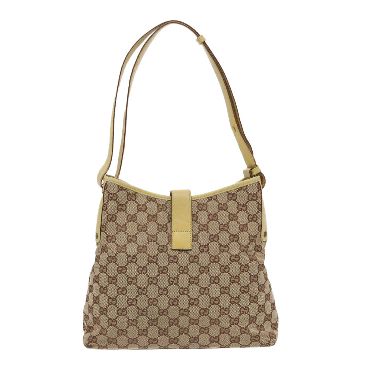 GUCCI GG Canvas Jackie Shoulder Bag Beige Gold 110291 Auth 97178