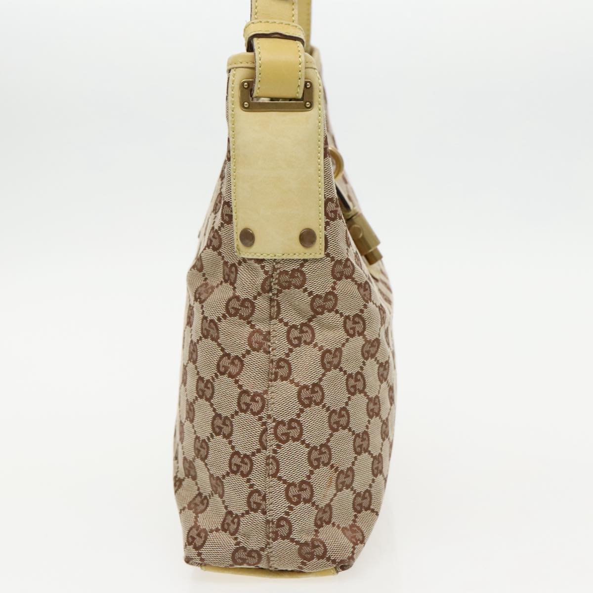 GUCCI GG Canvas Jackie Shoulder Bag Beige Gold 110291 Auth 97178