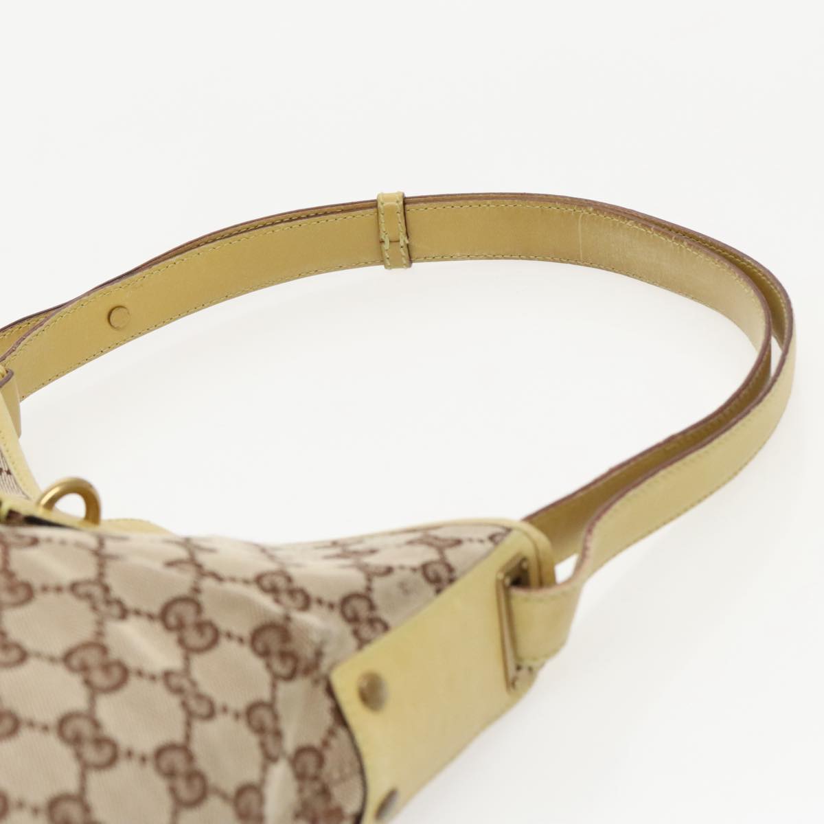 GUCCI GG Canvas Jackie Shoulder Bag Beige Gold 110291 Auth 97178