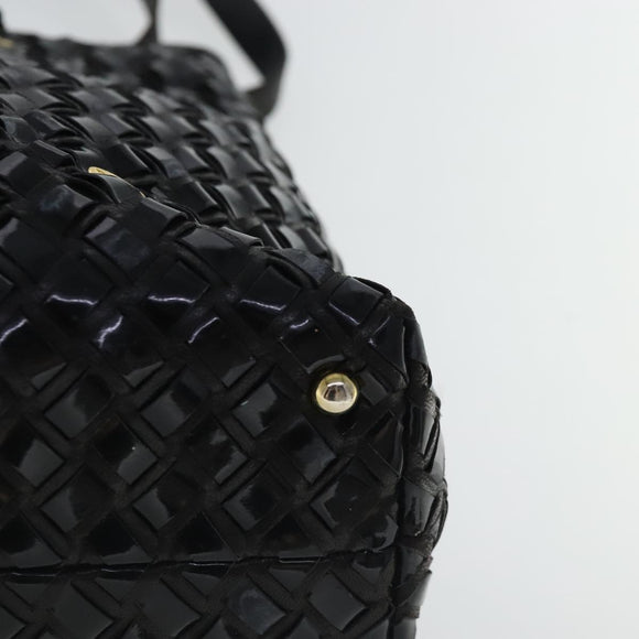 BALLY Umhängetasche Lackleder Schwarz Gold Auth 97194