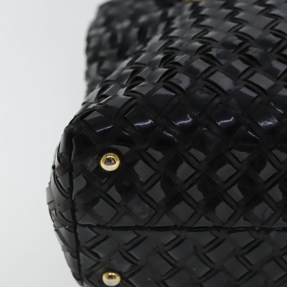 BALLY Umhängetasche Lackleder Schwarz Gold Auth 97194
