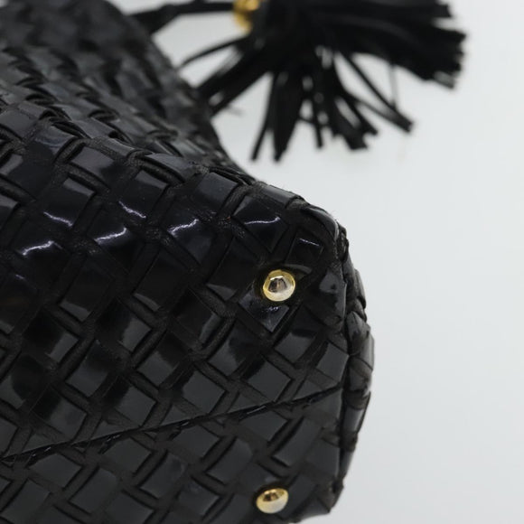 BALLY Umhängetasche Lackleder Schwarz Gold Auth 97194