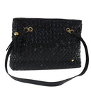 BALLY Shoulder Bag Patent Leather Black Gold Auth 97194-1