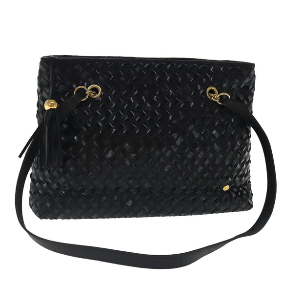 BALLY Umhängetasche Lackleder Schwarz Gold Auth 97194