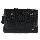 BALLY Umhängetasche Lackleder Schwarz Gold Auth 97194-13