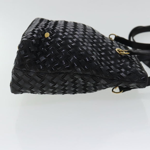 BALLY Umhängetasche Lackleder Schwarz Gold Auth 97194