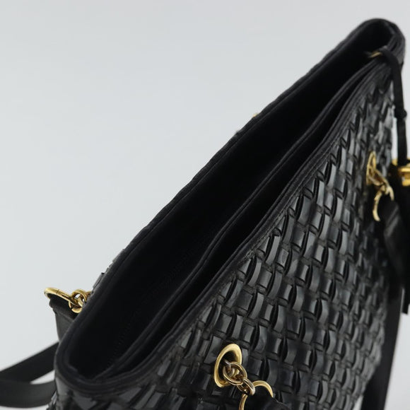 BALLY Shoulder Bag Patent Leather Black Gold Auth 97194