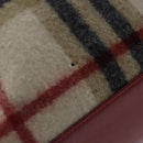 Burberrys Nova Check Blue Label Tote Bag Wool Leather Beige Silver Auth 97205-10