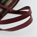 Burberrys Nova Check Blue Label Tote Bag Wool Leather Beige Silver Auth 97205-7