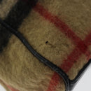 Burberrys Nova Check Blue Label Tote Bag Wool Leather Beige Silver Auth 97206-10