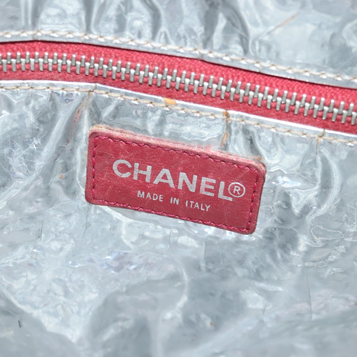 CHANEL Chain Hand Bag No5 Canvas Navy Silver CC Auth 97210