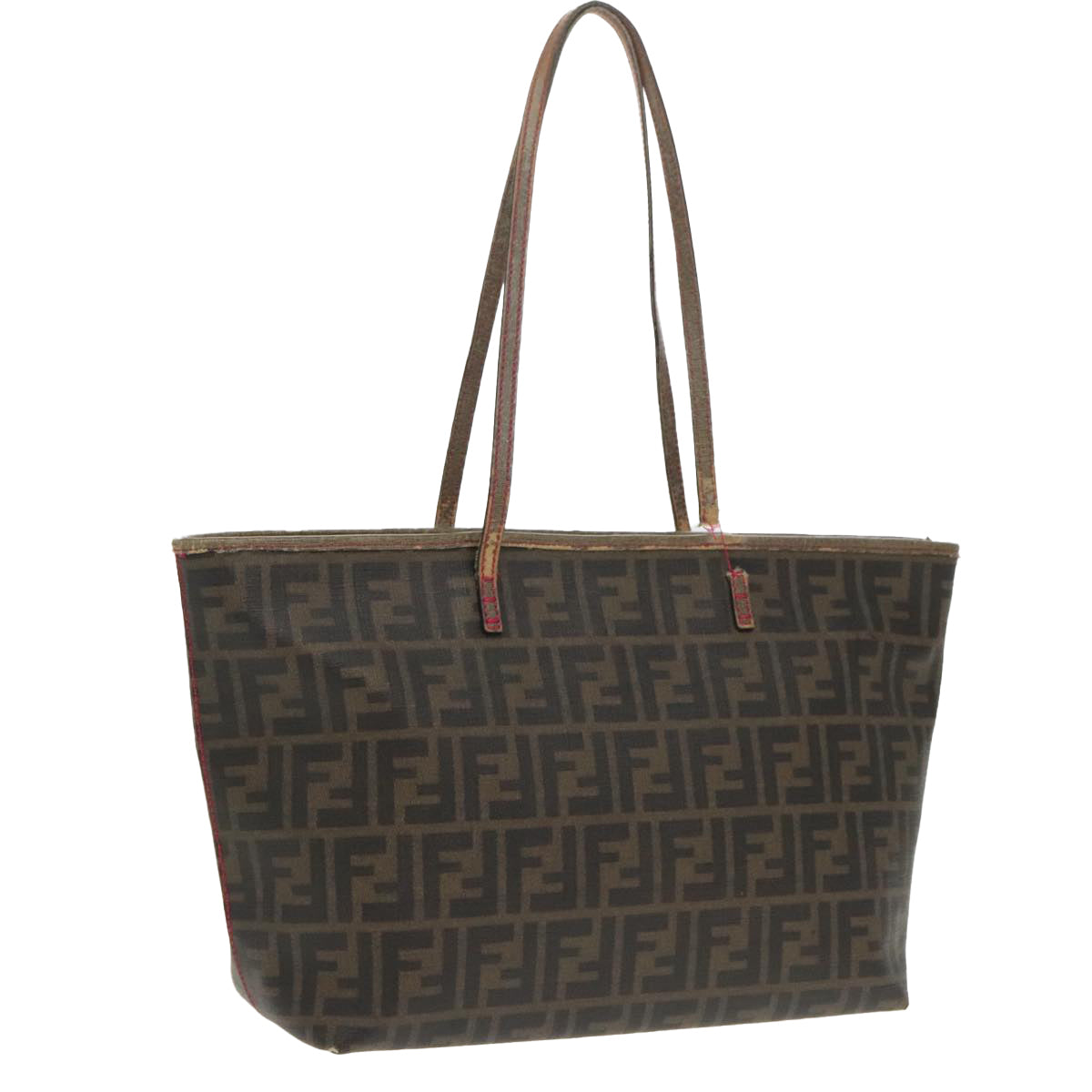 FENDI Zucca Canvas Tote Bag Brown Black Gold Auth 97259