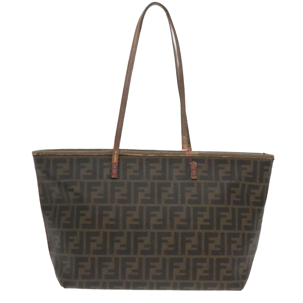 FENDI Zucca Canvas Tote Bag Brown Black Gold Auth 97259