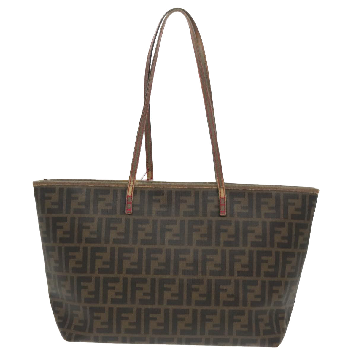 FENDI Zucca Canvas Tote Bag Brown Black Gold Auth 97259 - 0