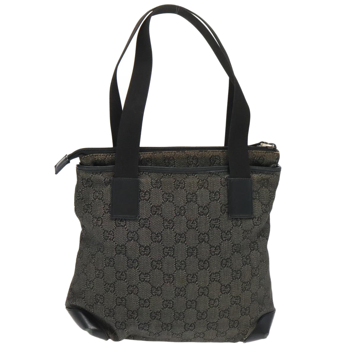 GUCCI GG Canvas Tote Bag Gray Silver 28893 Auth 97260