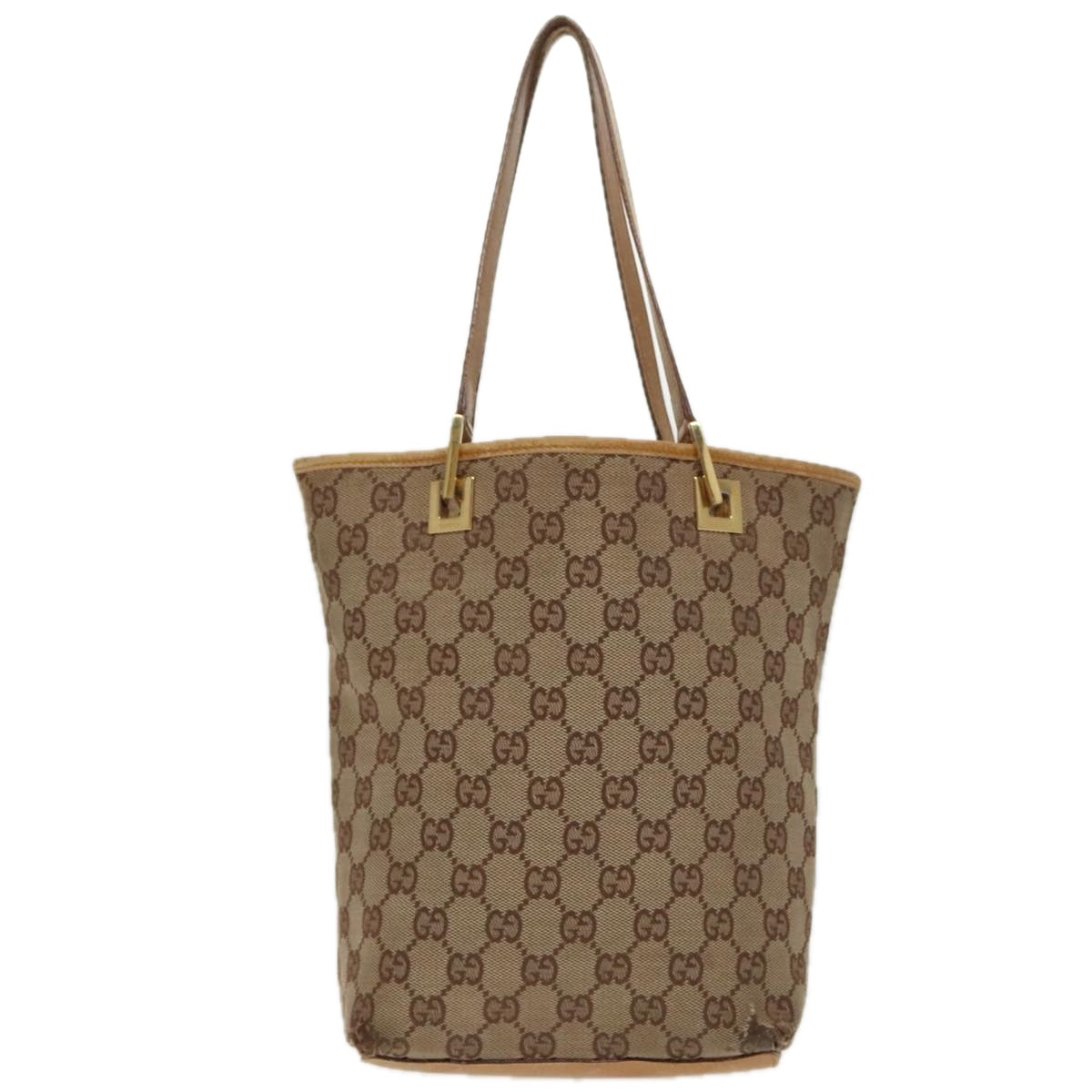 GUCCI GG Canvas Tote Bag Beige Gold 002 1099 Auth 97261