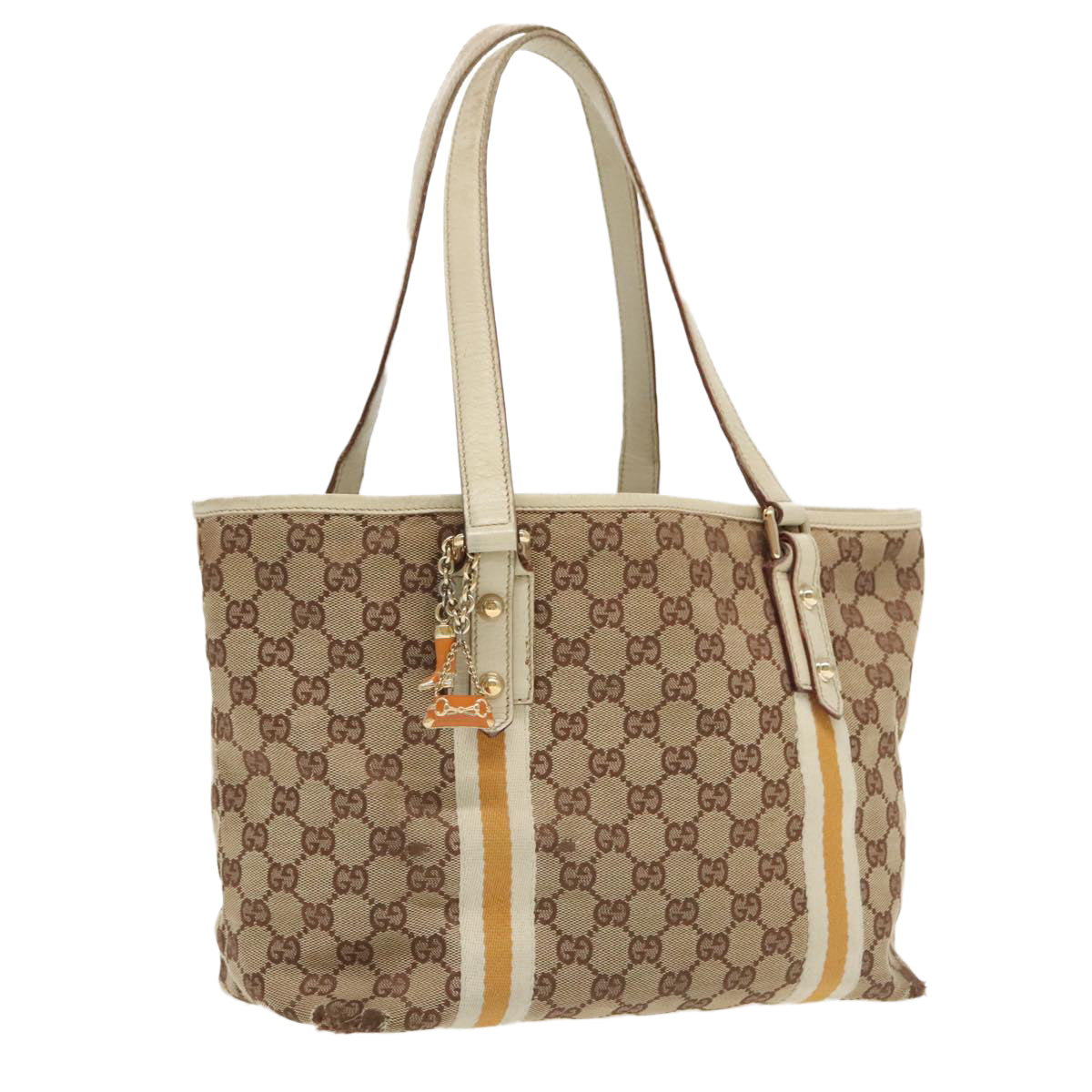 GUCCI GG Canvas Sherry Line Tote Bag Beige Gold 137396 Auth 97285