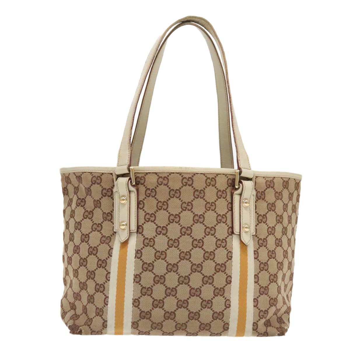 GUCCI GG Canvas Sherry Line Tote Bag Beige Gold 137396 Auth 97285 - 0