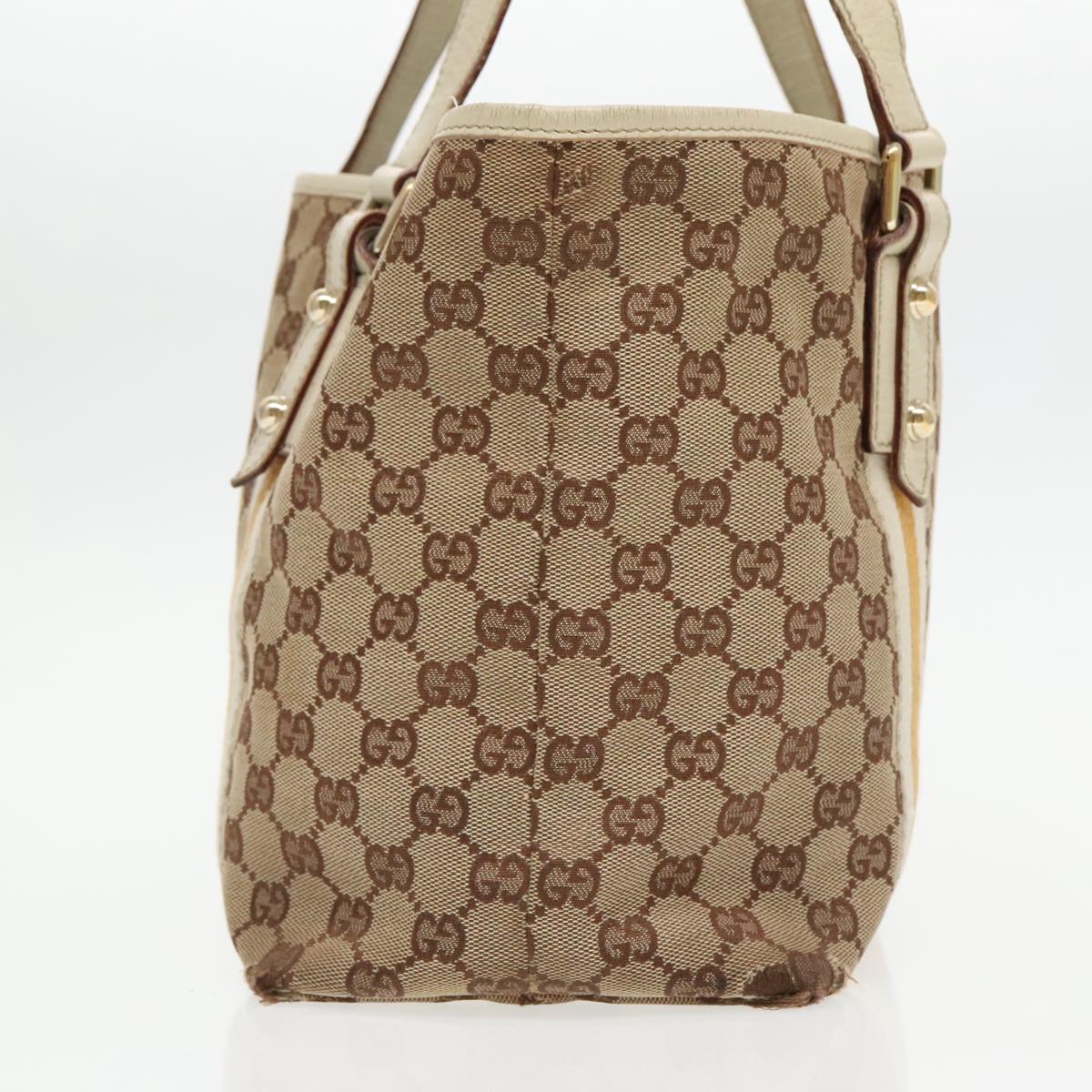 GUCCI GG Canvas Sherry Line Tote Bag Beige Gold 137396 Auth 97285