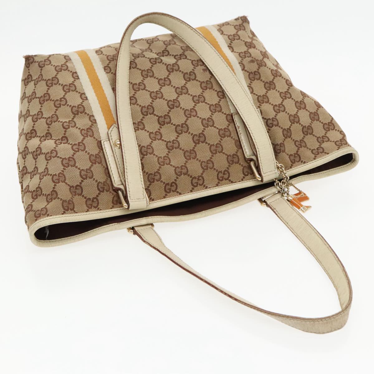 GUCCI GG Canvas Sherry Line Tote Bag Beige Gold 137396 Auth 97285