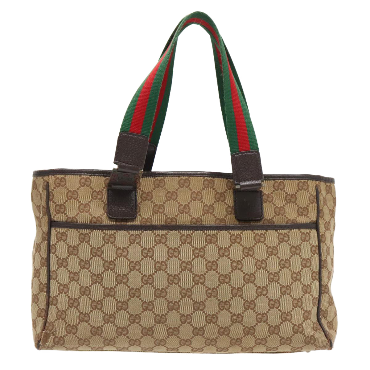 GUCCI GG Canvas Web Sherry Line Tote Bag Beige Silver 145758 Auth 97286 - 0