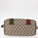 GUCCI GG Supreme Web Sherry Line Boston Bag PVC 2way Beige Gold Auth 97302-11