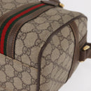 GUCCI GG Supreme Web Sherry Line Boston Bag PVC 2way Beige Gold Auth 97302-13