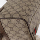 GUCCI GG Supreme Web Sherry Line Boston Bag PVC 2way Beige Gold Auth 97302-14