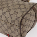 GUCCI GG Supreme Web Sherry Line Boston Bag PVC 2way Beige Gold Auth 97302-15