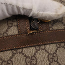 GUCCI GG Supreme Web Sherry Line Boston Bag PVC 2way Beige Gold Auth 97302-16