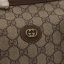GUCCI GG Supreme Web Sherry Line Boston Bag PVC 2way Beige Gold Auth 97302-19