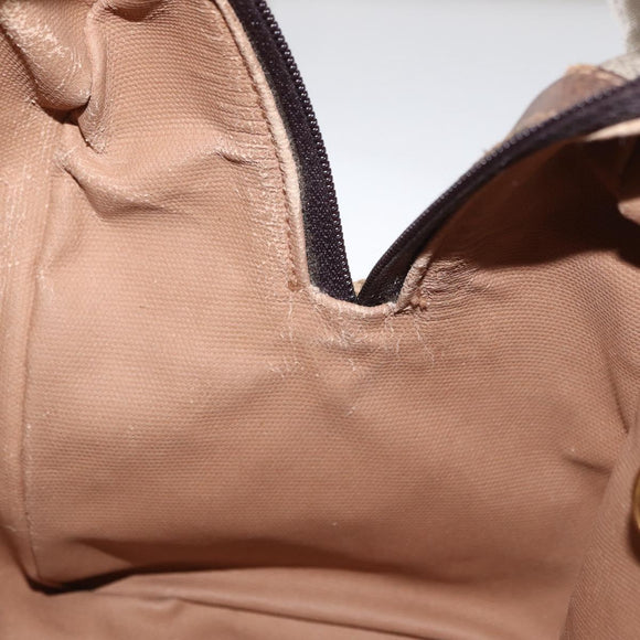 GUCCI GG Supreme Web Sherry Line Boston Bag PVC 2way Beige Gold Auth 97302