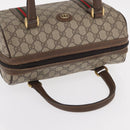 GUCCI GG Supreme Web Sherry Line Boston Bag PVC 2way Beige Gold Auth 97302-6