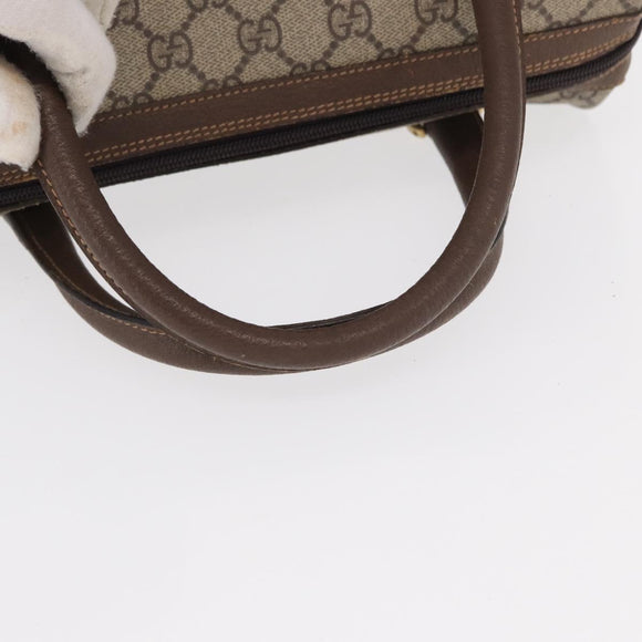 GUCCI GG Supreme Web Sherry Line Boston Bag PVC 2way Beige Gold Auth 97302