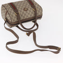 GUCCI GG Supreme Web Sherry Line Boston Bag PVC 2way Beige Gold Auth 97302-9