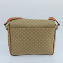 CELINE Macadam Canvas Shoulder Bag Beige Gold Auth 97311-2