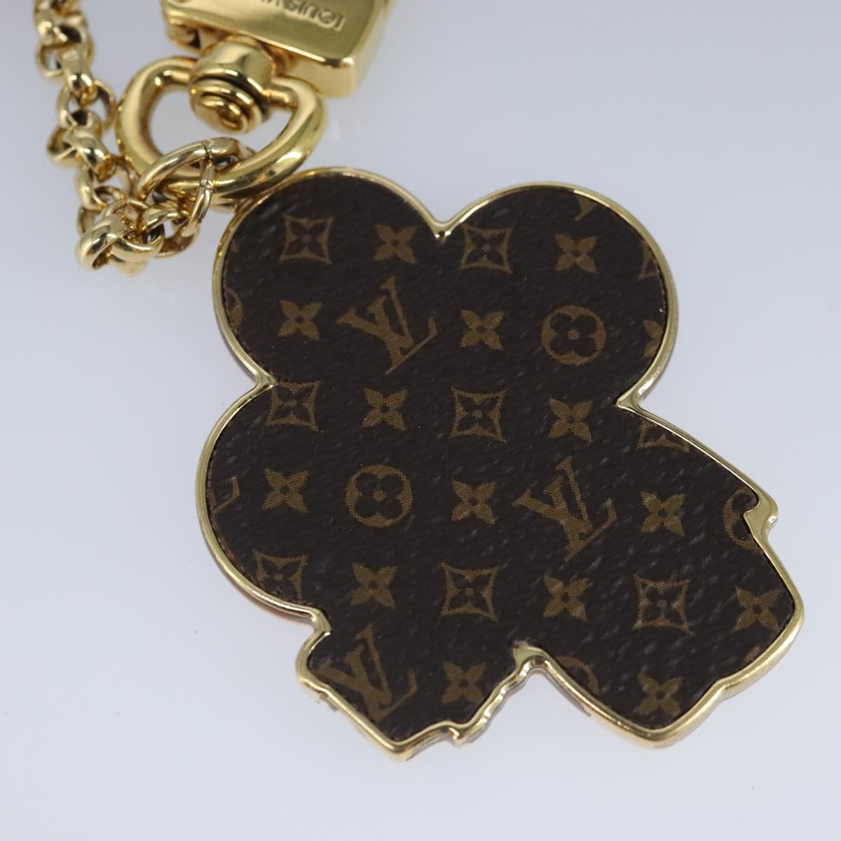 LOUIS VUITTON Monogram Vivienne BFF Christmas Chain Charm Gold M00503 Auth 97341