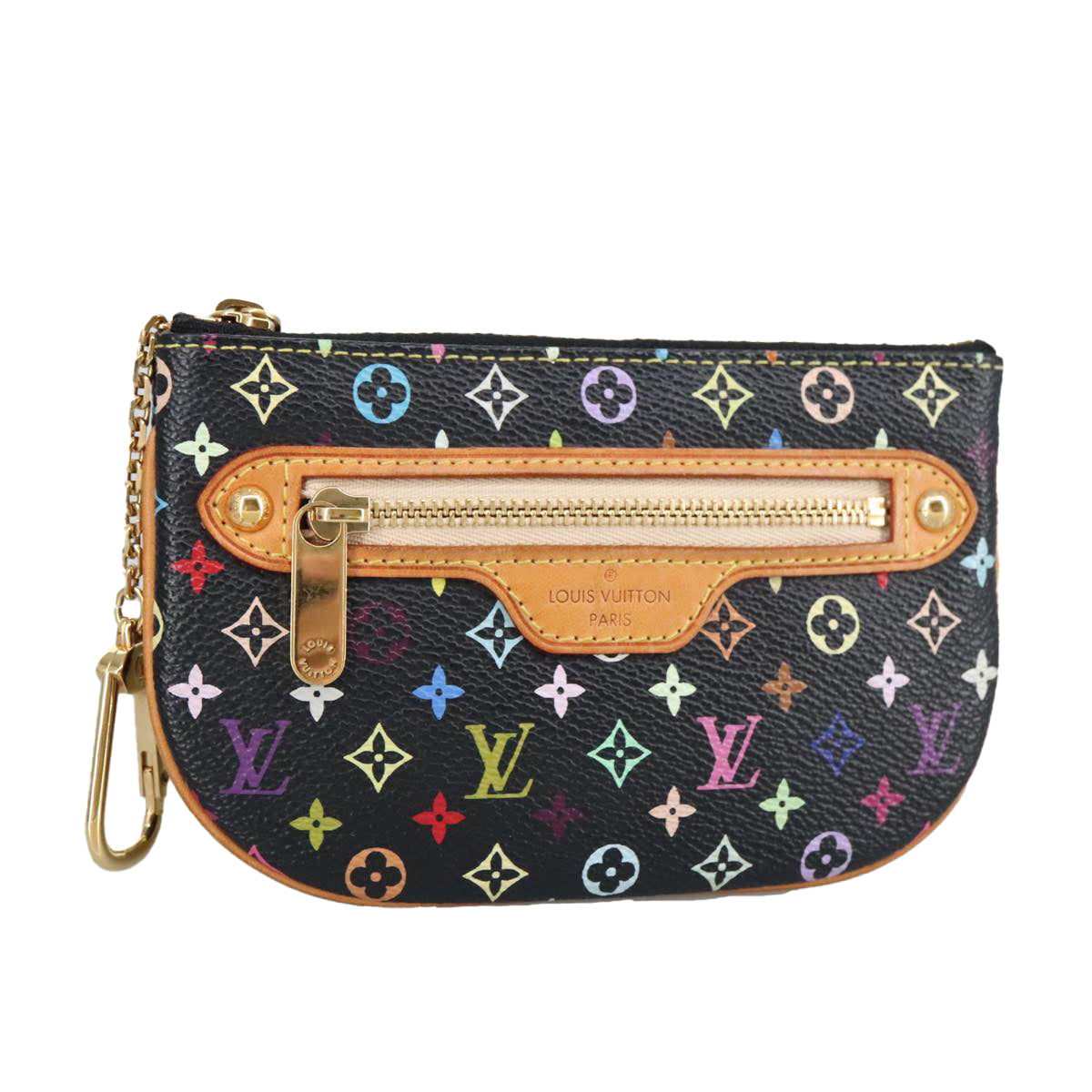 LOUIS VUITTON Multicolor Pochette MM Coin Purse Black M60031 LV Auth 97343