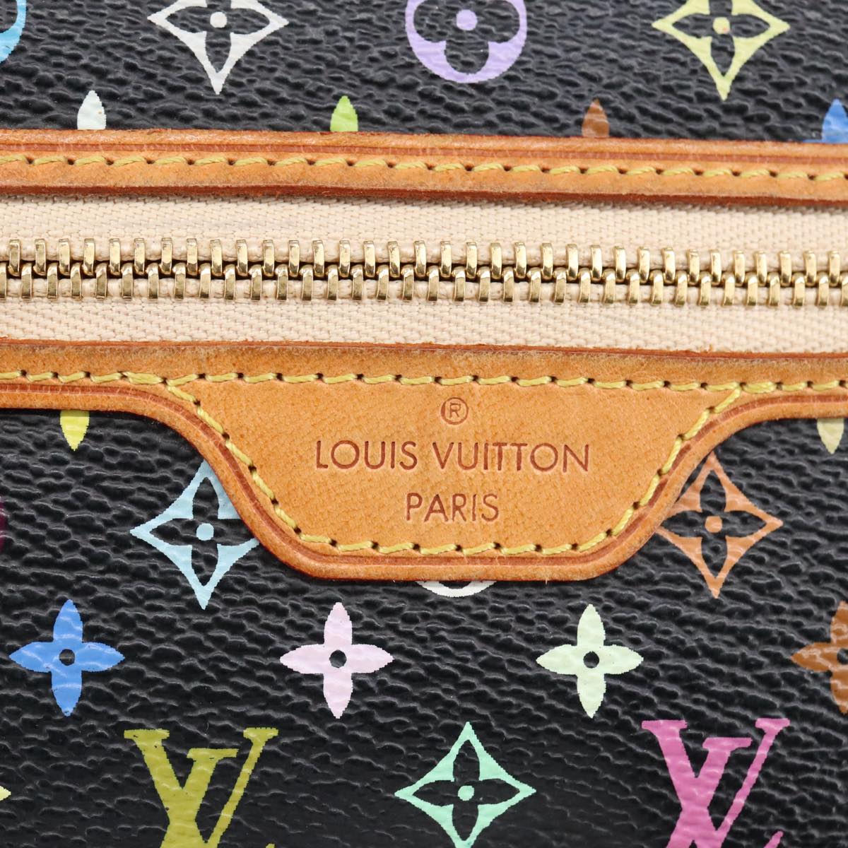 LOUIS VUITTON Multicolor Pochette MM Coin Purse Black M60031 LV Auth 97343