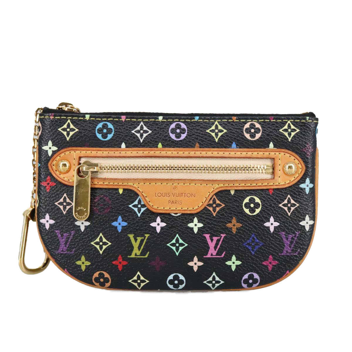 LOUIS VUITTON Multicolor Pochette MM Coin Purse Black M60031 LV Auth 97343