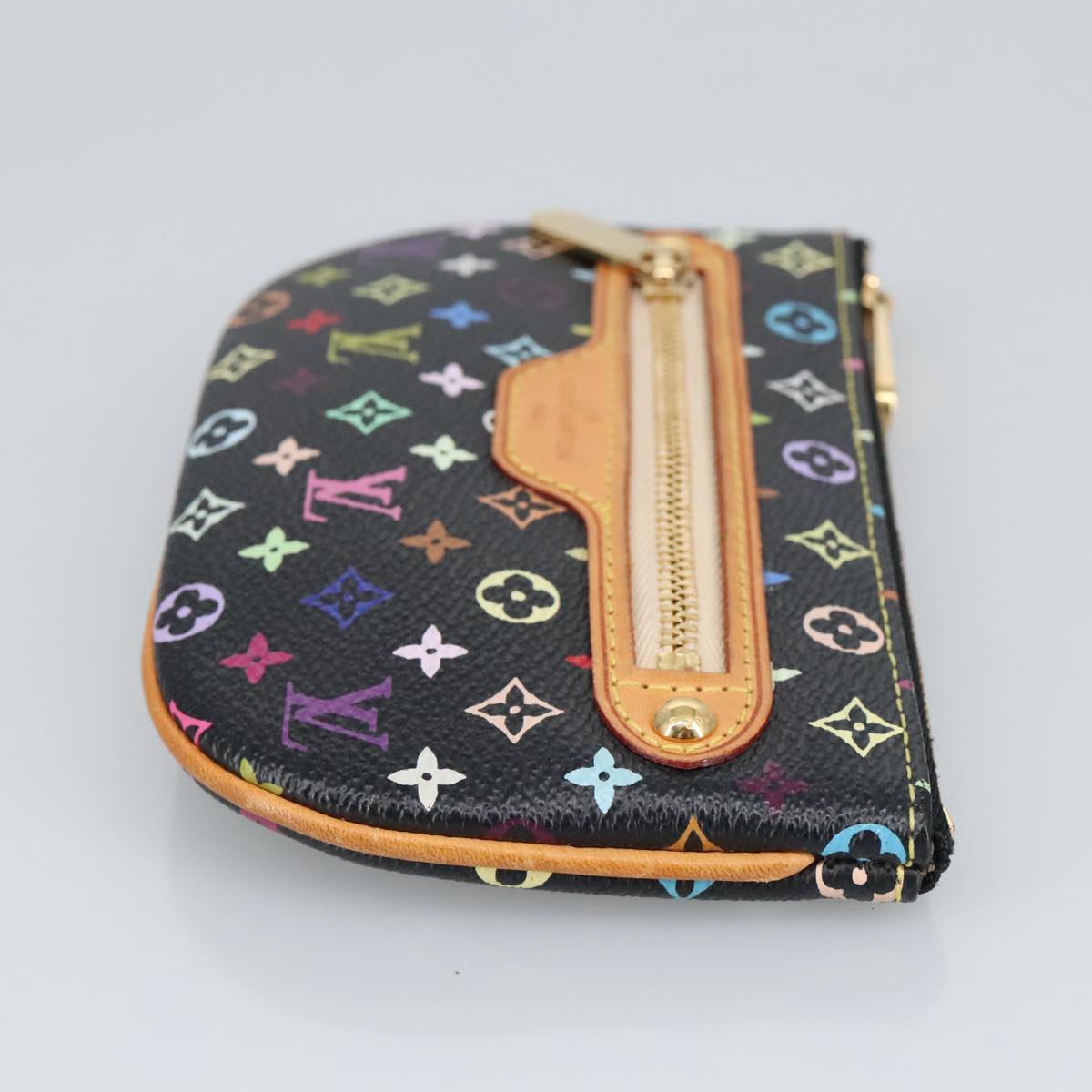 LOUIS VUITTON Multicolor Pochette MM Coin Purse Black M60031 LV Auth 97343