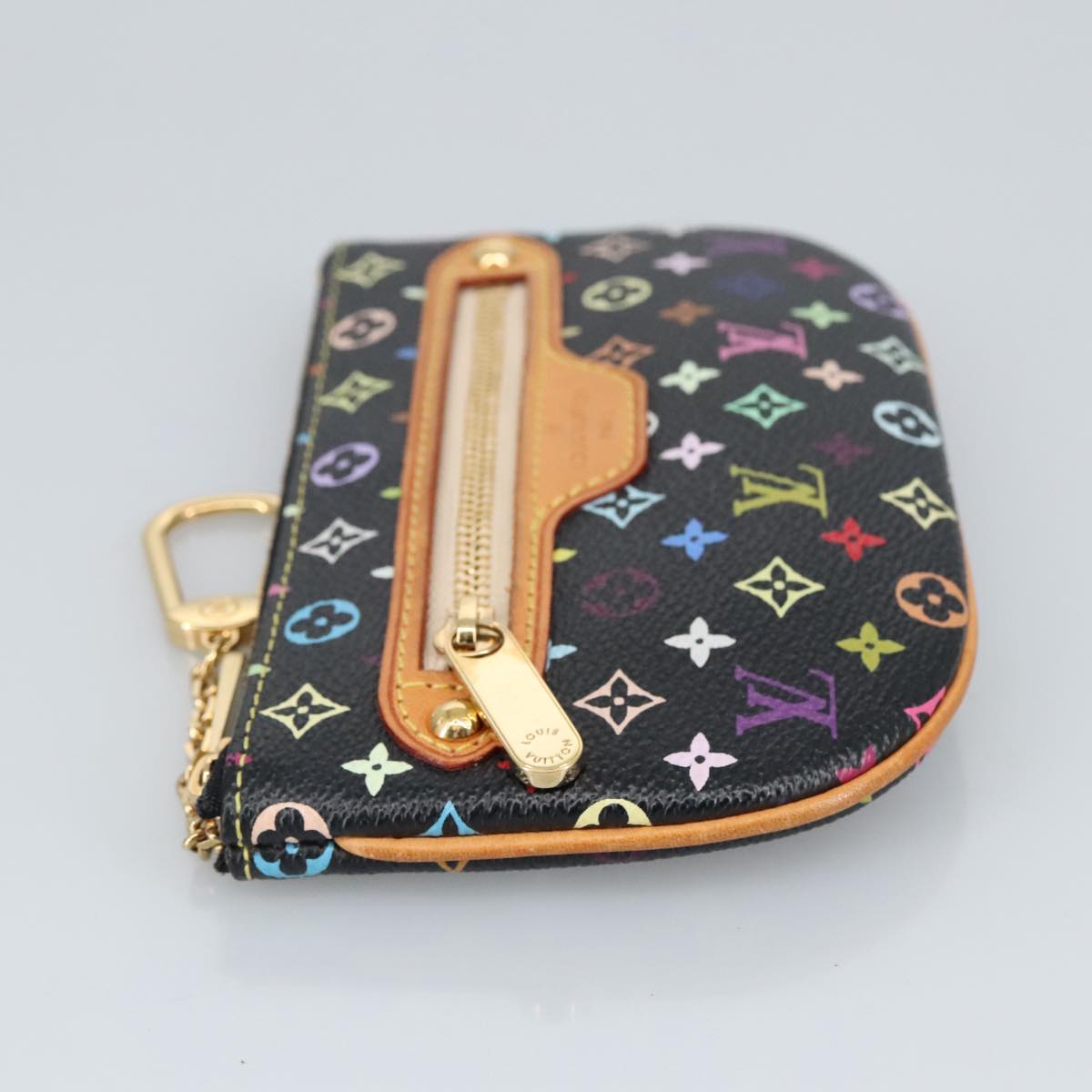 LOUIS VUITTON Multicolor Pochette MM Coin Purse Black M60031 LV Auth 97343