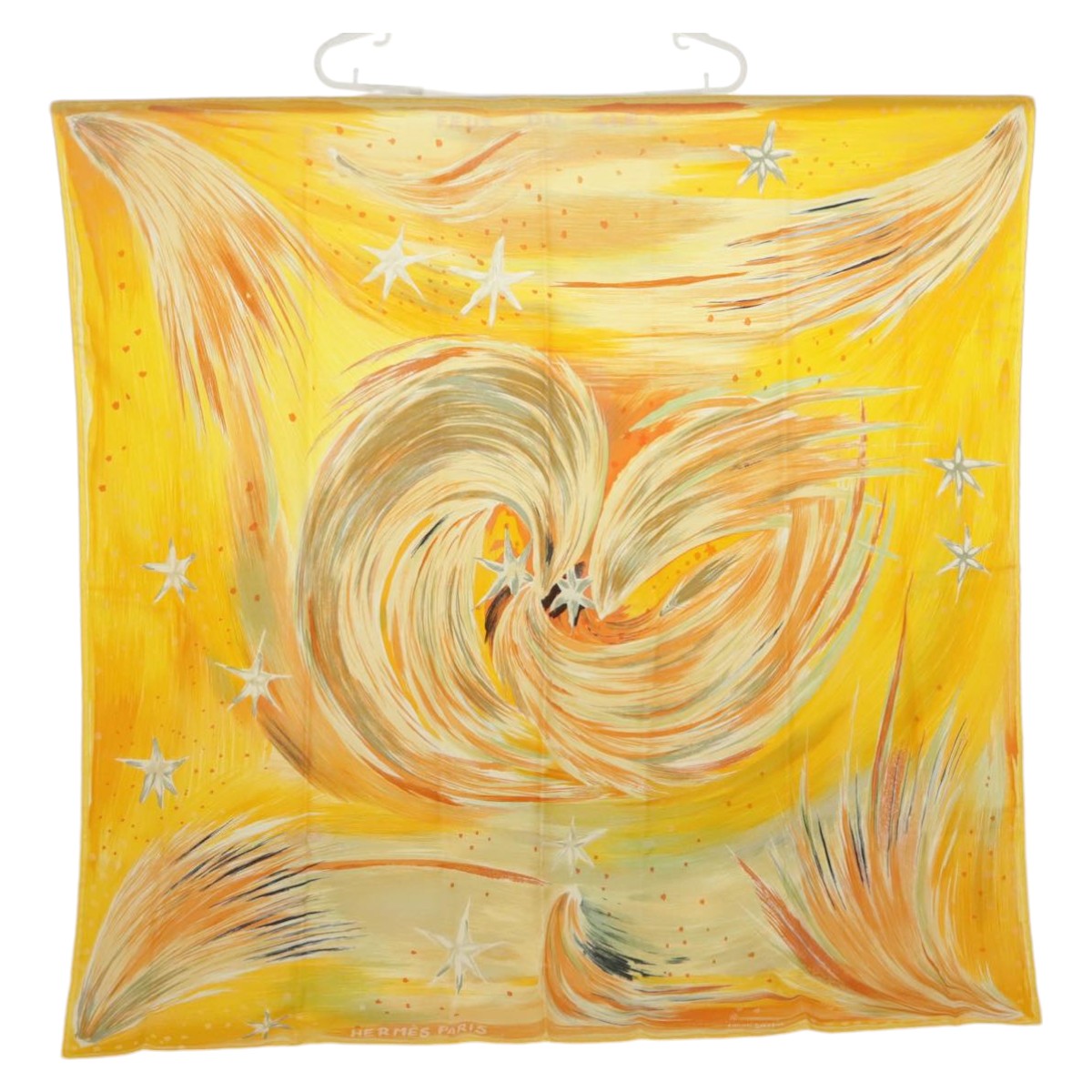 HERMES Carre 90 Scarf ""KWUMI sefedin"" Silk Orange Auth 97384